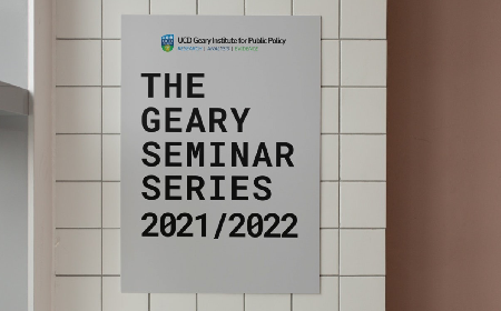 Grey poster that says 'The Geary Seminar Series 2021/2022'